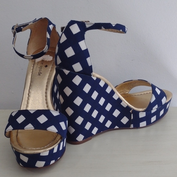 kate spade Shoes - Kate Spade Navy and White Platform Sandals